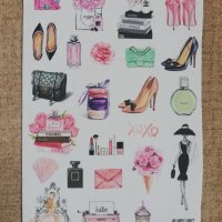 Скрапбук стикери за декорация планер мода girl fashion самозалепващ лист А5 - различни видове , снимка 2 - Други - 37271480
