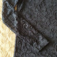 Черна дантелена блуза, снимка 5 - Блузи с дълъг ръкав и пуловери - 43162362