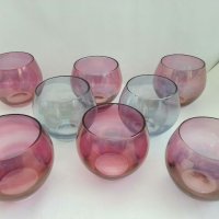 Ретро чаши цветно стъкло, снимка 1 - Антикварни и старинни предмети - 32329064