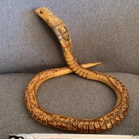 Интересна дървена пирографирана змия-2, снимка 2 - Фигурки - 43982185