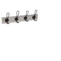 Стенна закачалка, Дървена, сива, 4 куки, 45x7x1,2 см, снимка 1 - Декорация за дома - 43397153