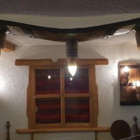 Двоен аплик-стенна лампа от автентични реставрирани бъчви с дървени чашки!, снимка 4 - Лампи за стена - 15789068