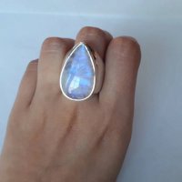 Масивен сребърен пръстен с опалит (Лунен камък), снимка 3 - Пръстени - 32287778