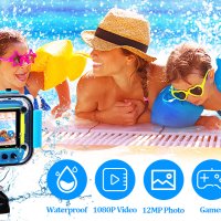 Детска HD Екшън камера/водоустойчив 180° Въртящ се фотоапарат 20MP/подводен спорт/32GB SD карта, снимка 7 - Камери - 43894289