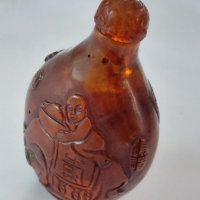 Старо китайско шишенце за емфие/червен кехлибар 18- 19век Cherry Amber Snuff Bottle , снимка 9 - Антикварни и старинни предмети - 40227487