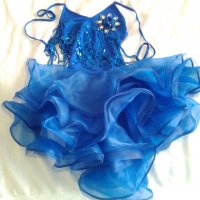 Новa наличнa синя рокля за танци с 3 волана, снимка 2 - Детски рокли и поли - 33414639
