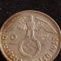 Сребърна монета 2 райхсмарки 1937г. Нацистка Германия Трети Райх с СХВАСТИКА за КОЛЕКЦИЯ 42049, снимка 3 - Нумизматика и бонистика - 43798672