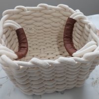Памучна плетена кошничка (Нова), снимка 2 - Други - 43612121