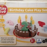 Дървена детска шоколадова торта със свещички за рожден ден ., снимка 1 - Образователни игри - 43563532
