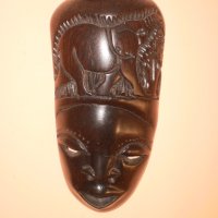  Африканска маска от абанос със слон от Малави, снимка 1 - Антикварни и старинни предмети - 27471507