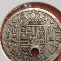 Сребърна монета 2 реала 1723г. Филип пети Мадрид Испания 12204, снимка 2 - Нумизматика и бонистика - 42987513