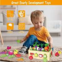 Монтесори Дървена образователна играчка кола овощна градина за малки деца, снимка 2 - Образователни игри - 44866304
