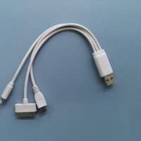 Кабел за зареждане USB - с 3 различни накрайника, снимка 1 - USB кабели - 43630165