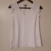 Нова блузка H&M XS 34 размер бяла с волани, снимка 1 - Корсети, бюстиета, топове - 37252564