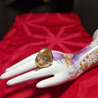 Стилен сребърен пръстен с позлата и цитрин- 7.42 грама- 925 проба, снимка 7 - Антикварни и старинни предмети - 40811827
