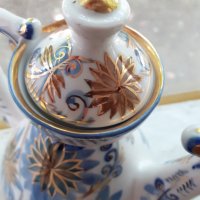 Невероятен стар руски чайник порцелан позлата кобалт, снимка 3 - Антикварни и старинни предмети - 36926767