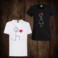 Тениски с щампа за Свети Валентин - дамска тениска + мъжка тениска , снимка 1 - Тениски - 27735672