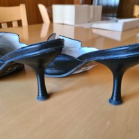 Елегантни дамски чехли Fado с тънък умерено висок ток и метален орнамент , снимка 11 - Дамски елегантни обувки - 44028299