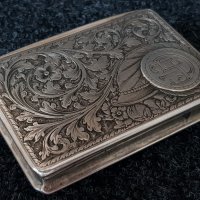 Сребърна сребро табакера кутиика за енфие Сецесион, снимка 4 - Антикварни и старинни предмети - 33655596