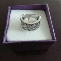Сребърен комплект от обеци и пръстен с патина, снимка 3 - Бижутерийни комплекти - 37785950