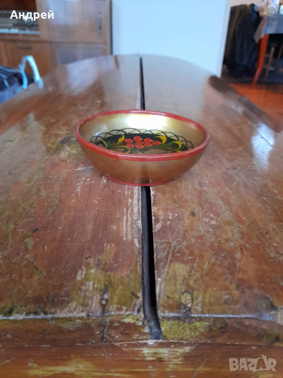 Стара дървена паница,хохлома #9, снимка 1