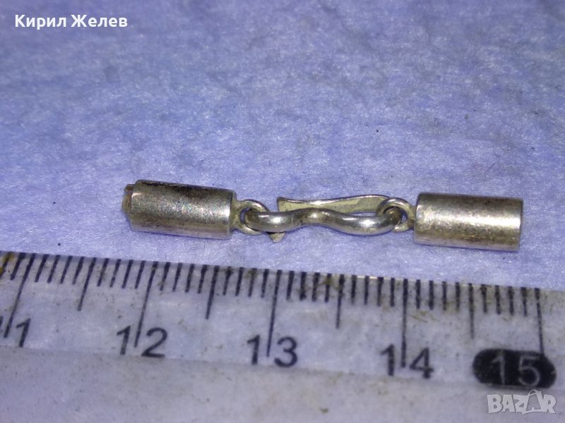 Стара СРЕБЪРНА ЗАКОПЧАЛКА За КОЖЕНО или СИЛИКОНОВО ШНУРЧЕ КОЛИЕ - СРЕБРО 925 ПРОБА 28469, снимка 1