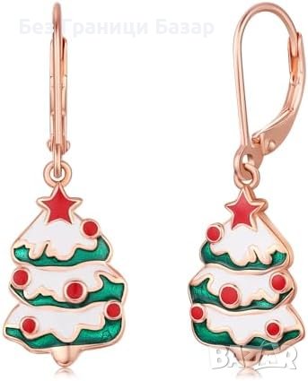 Нови Коледни Обеци Елха Сребро 925 Уникален Подарък Жена, снимка 1