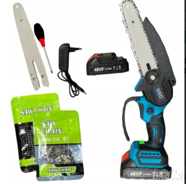 Акумулаторна резачка за клони UKC 48V КОМПЛЕКТ + 2 вериги, снимка 1