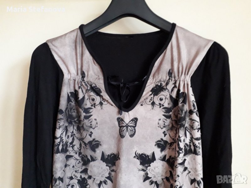 Елегантна блуза с цветя и пеперуда , снимка 1