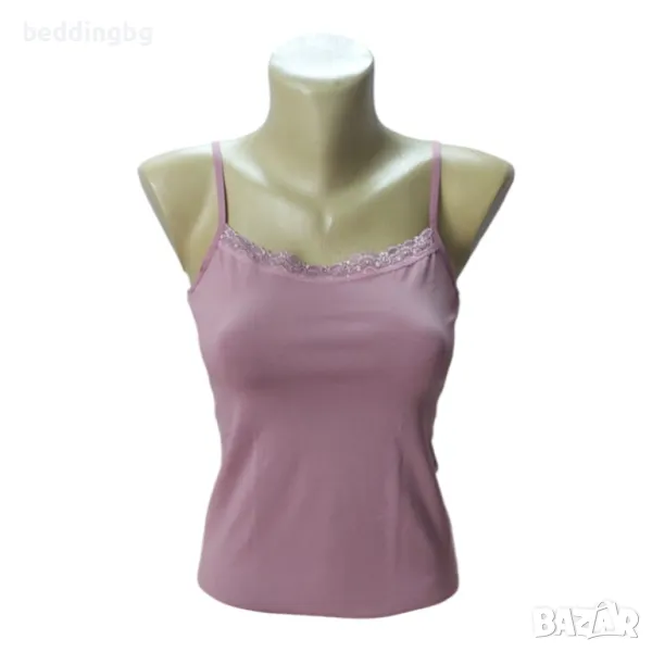 Дамски потник пепел от рози ИВОН с тънка презрамка и дантела | Размери S-2XL, снимка 1