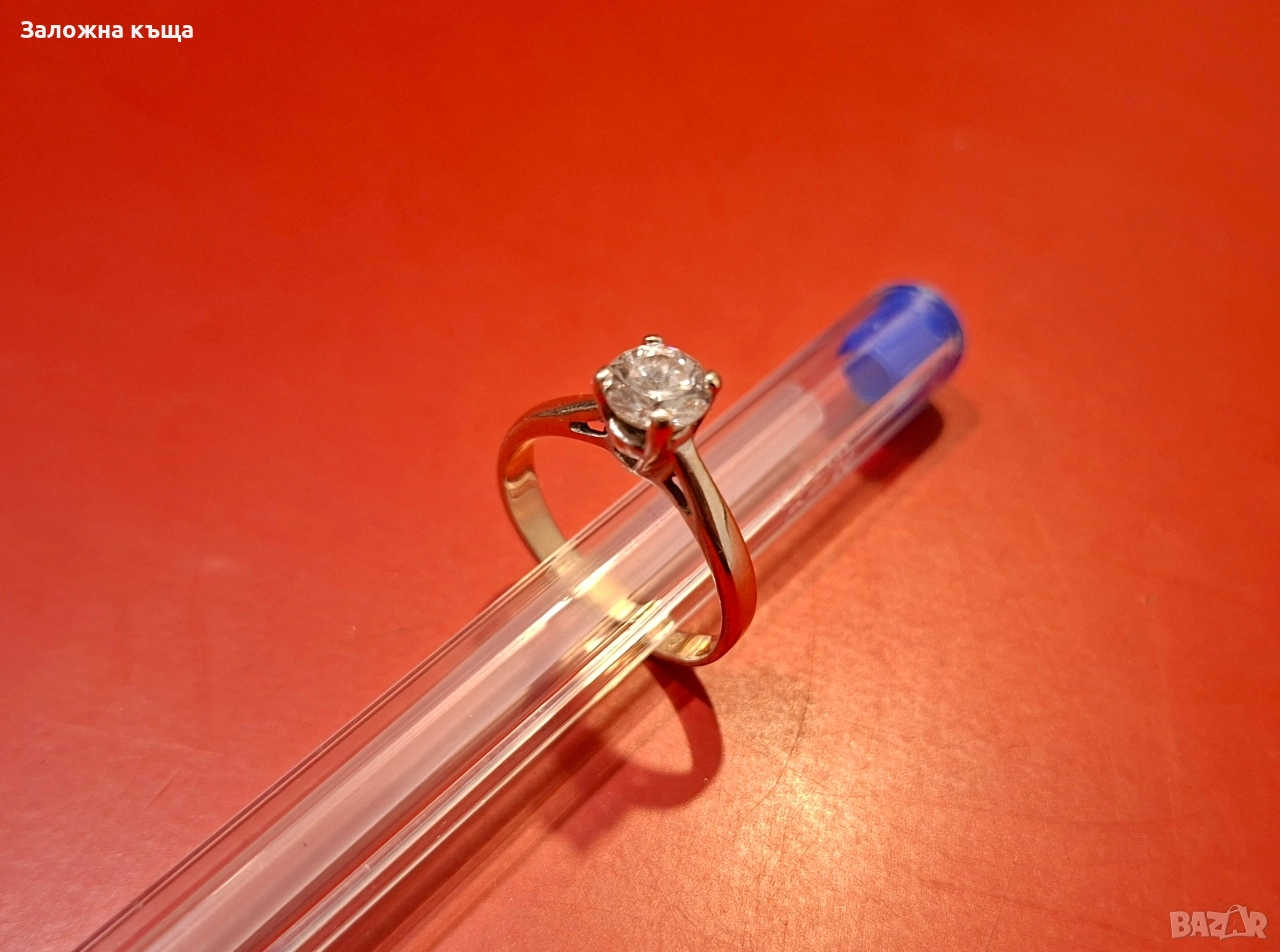 Дамски златен годежен пръстен - 2,29 гр. / 585 / 14К / 16 мм. (бяло злато), снимка 1