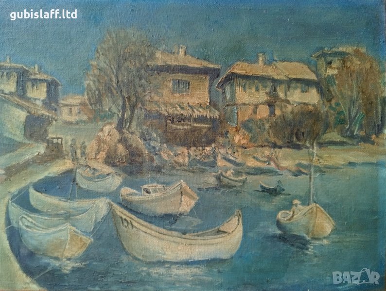 Картина "Несебър", худ. Иван. Хр. Иванов, 1970-те г., снимка 1