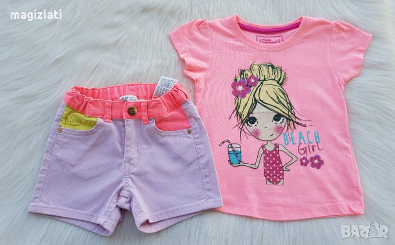 Къси дънкови панталони H&M и тениска  3-4 години, снимка 1