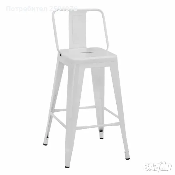 Модерен бар стол в индустриален стил в бяло, снимка 1
