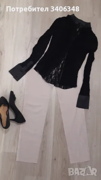 Черна риза от еластична дантела . М/L, снимка 1