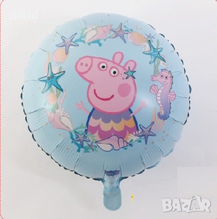 Пепа Пиг peppa pig морски кръгъл фолио фолиев балон хелий и въздух парти рожден ден, снимка 1