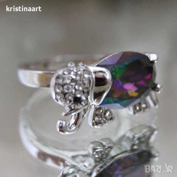 Пръстен от мистичен топаз с форма на *Слон*, снимка 1