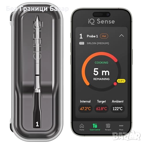 Нов Дигитален смарт термометър за месо BBQ грил фурна с 5 сензора и смарт хъб, снимка 1