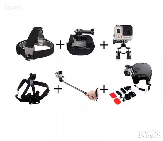 6 в 1 комплект аксесоари за екшън камери GOPRO, SJCAM, Xiaomi, Sony, снимка 1