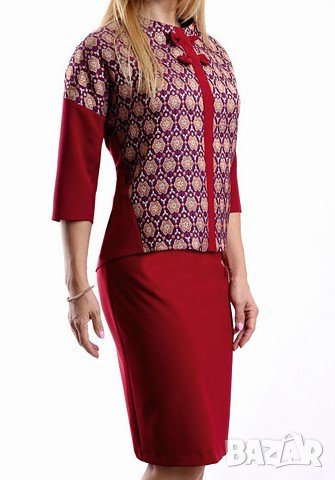 Комплект от пола и блуза в бордо Margo Collection - L, снимка 1