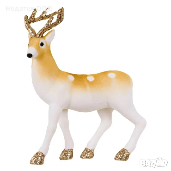 Коледна декоративна фигура на Северен елен, Шампанско, 38 см, снимка 1