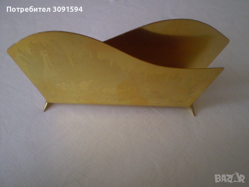 Ретро Салфетник жълт метал, снимка 1