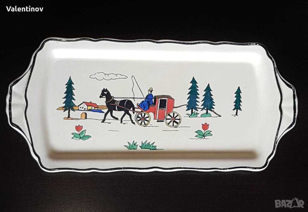 Старинно керамично плато- LONGWY- Франция , снимка 1