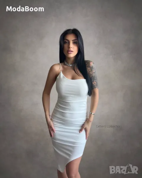 Бяла дамска рокля по тялото, снимка 1
