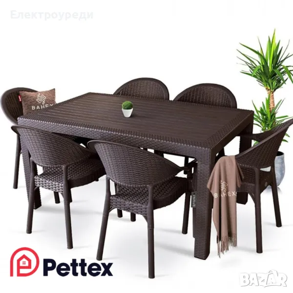 Високо качествен градински комплект от маса и 6 овални стола, снимка 1