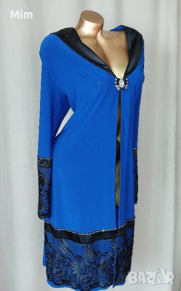 pracci 52 Син халат с черен сатен и дантела , снимка 1