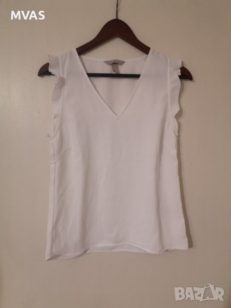 Нова блузка H&M XS 34 размер бяла с волани, снимка 1