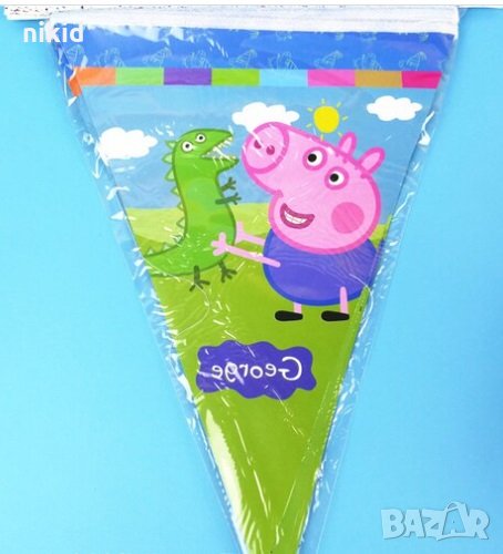 Джордж и динозавъра от Пепа Пиг Pig Peppa Парти Гирлянд флагчетанаменца Флаг Банер рожден ден, снимка 1