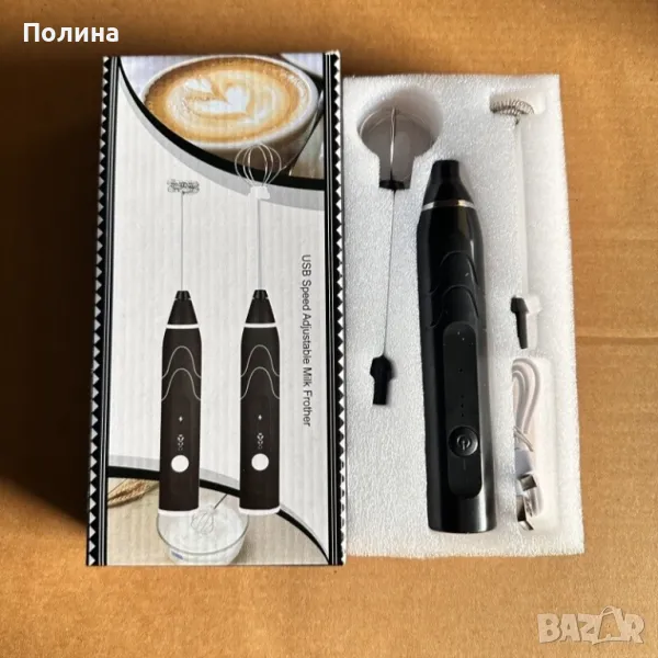 3-скоростен USB електрически пенообразувател за мляко за капучино, преносима бъркалка за яйца, миксе, снимка 1