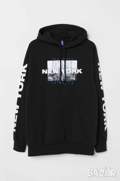 Мъжки суитшърт с надписи H&M, 60% памук, 40% полиестер, Черен, XL, снимка 1